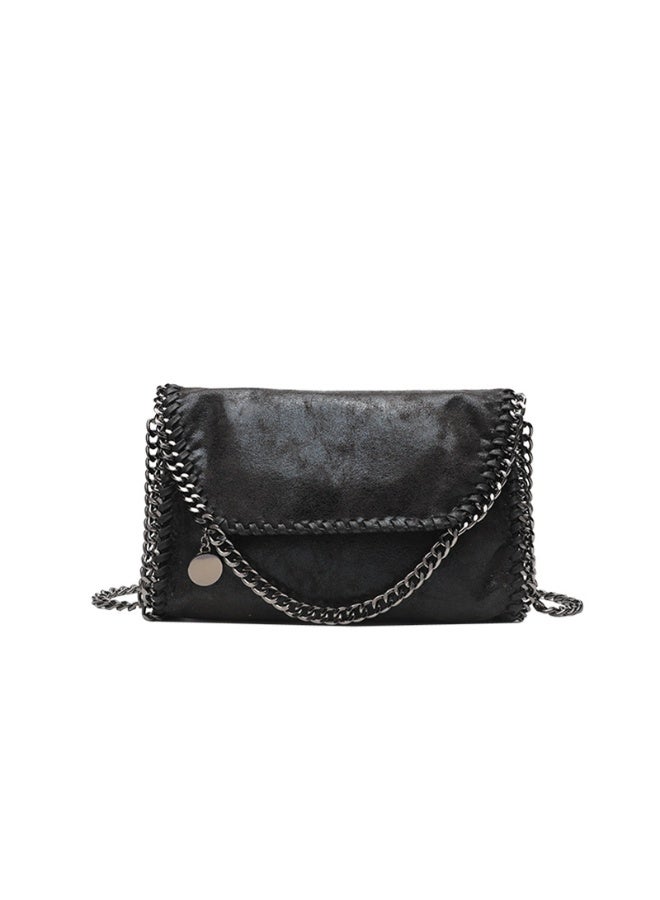 Chic Black Faux Leather Shoulder Bag with Intricate Chain Detail Effortlessly Elevate Your Style with Timeless Elegance and Practicality - Image 5